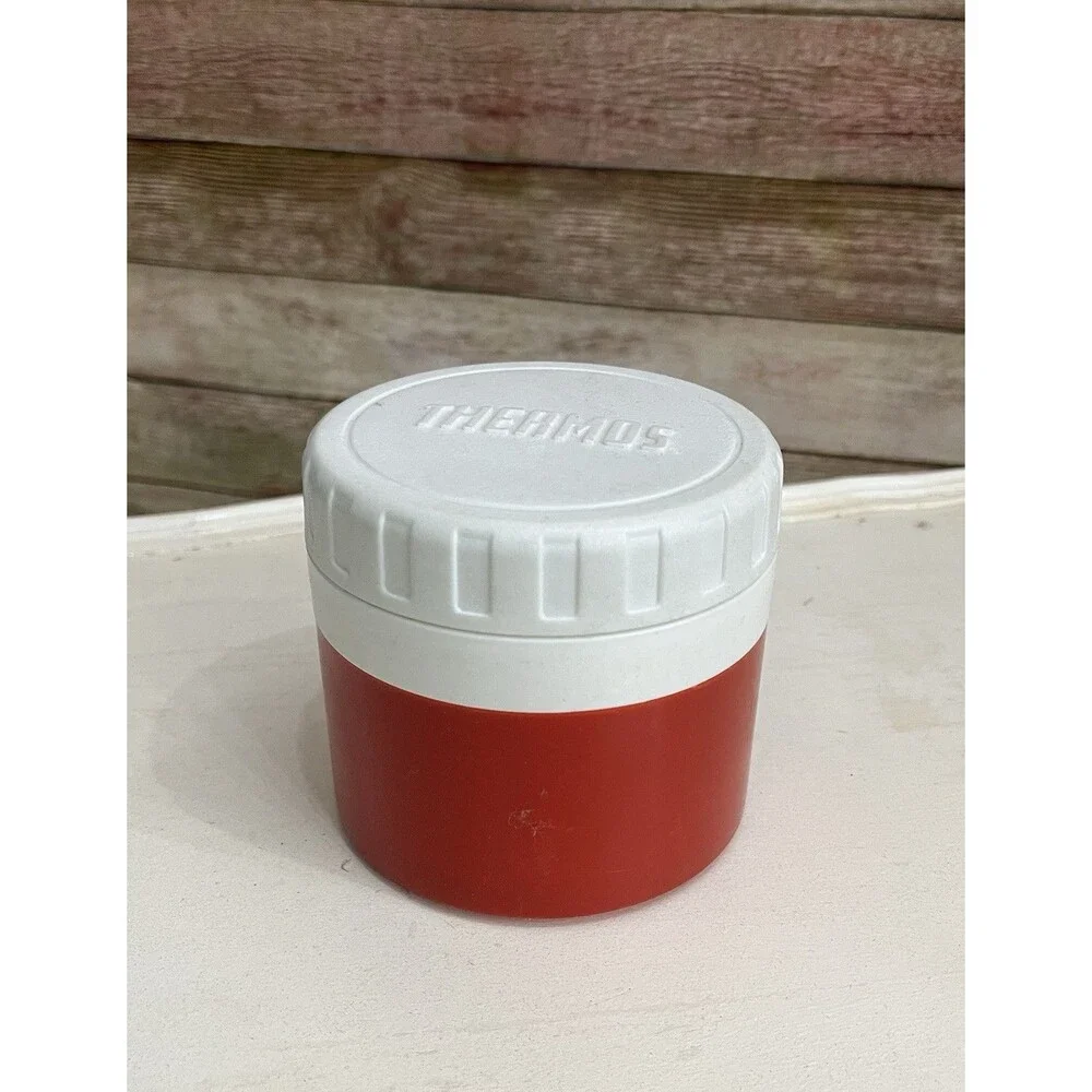 Vintage THERMOS King-Seeley MODEL 1155 Insulated JAR 8oz Food Soup  Red / White